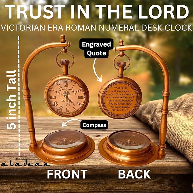 ALADEAN Decorative Table Compass | Desk Compass - Decorative Shelf Compass Vintage Table Top Decorative Gift (My Love)