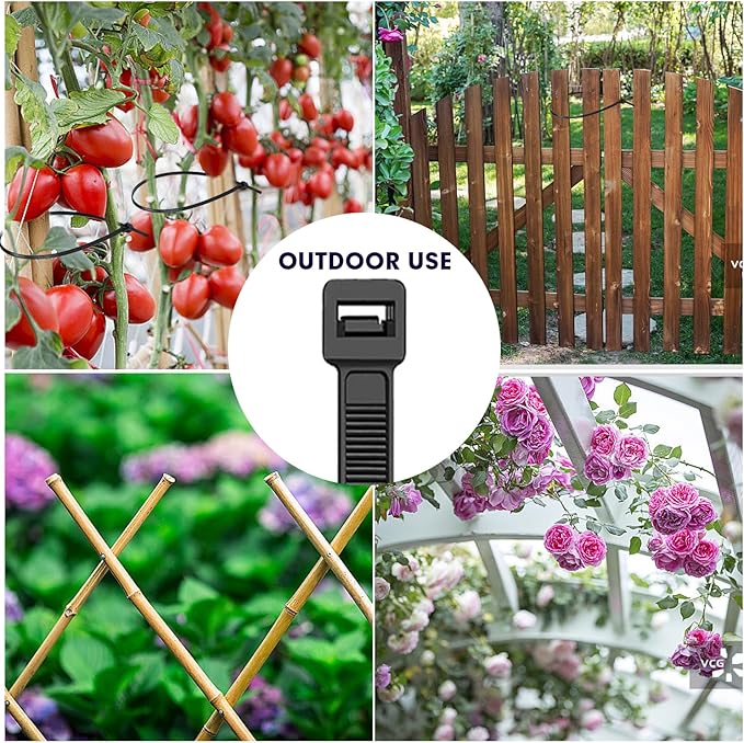 Zip Ties Assorted Sizes, RAZCC 600 Pack (8+12+14+18Inch) Black Cable Ties, Self-Locking Plastic Wire Ties with 100lb Tensile Strength, Black Nylon Zip Ties for Indoor and Outdoor
