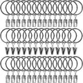 AMZSEVEN 40 Pack Curtain Rings with Clips, Drapery Clips with Rings, Drapes Rings 1.26 in Interior Diameter, Fits up to 1 Inch Curtain Rod, Silver