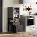Mini Fridge Stand with 3 Storage, Mini Fridge Cabinet, Beverage Fridge Table, Heavy Duty 18.11" L* 18.11" W Tabletop, for Dorm, Apartment,Office, Bedroom White HB03BXB