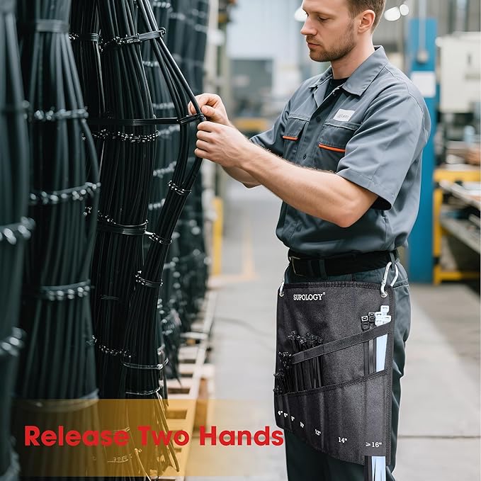 Zip Ties Organizer Zip Tie Holder Bag, 14.2 * 14.2 inch Oxford Anti-scratches Roll-up Fabric Hand Tools Gardening Tools Bags for Garden Farm Work | Release Two Hands on Working【NEW Innovation】