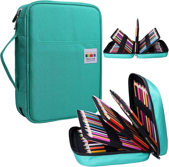 BOMKEE Coloring Pencil Case 220 Slots Pencils/Gel Pens Organizer Waterproof Travel Case Zipper Carrying Portable Pencil Markers Pen Holder Bag for Painter Writers