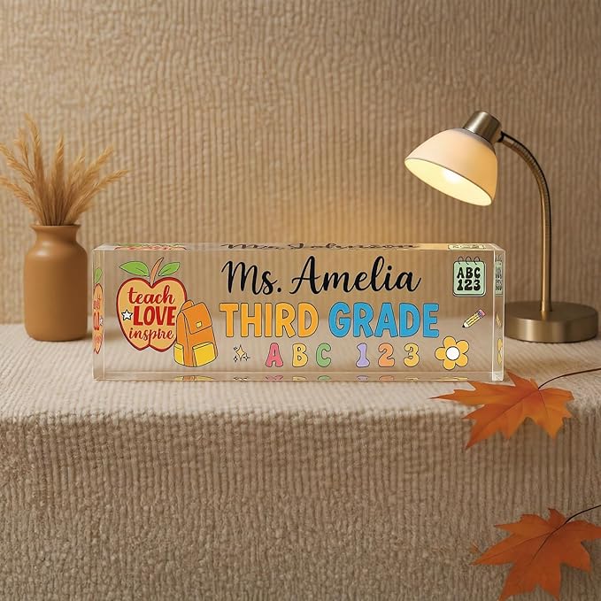 Custom Desk Name Plate, Teacher Name Plate for Desk, Office Decor for Women, Coworkers, Employee (S6)