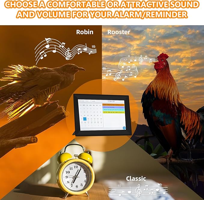 Smart Digital WiFi Clock, 10.1" Inch Touch Screen Auto Time and Date Sync, 7-Day Weather, 64 Custom Alarms & Schedules,2026 Calendar No App Required