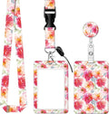 BLOCIT Lanyards for ID Badges and Keys, Funny Badge Reel Retractable with Clip,ID Badge Holder with Breakaway Lanyard, Teacher Nurse Office Gifts（Watercolor Flower）