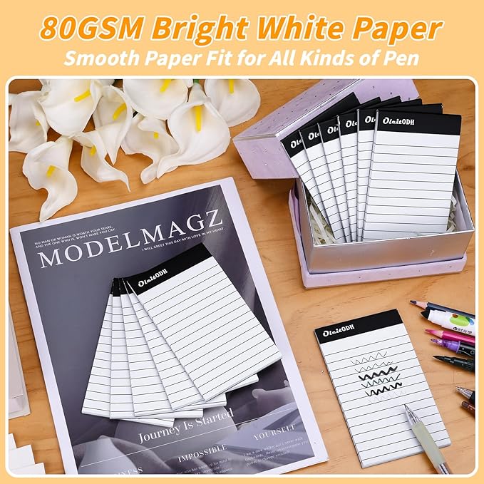 Oleitodh 3x5 Notepads – 48 Pack White Memo Pads Small Writing Pads with Perforated Lined Pages, Mini Note Pads 50 Sheets per Lined Note Pads 3x5, Pocket Notepads for Office School Home Supplies