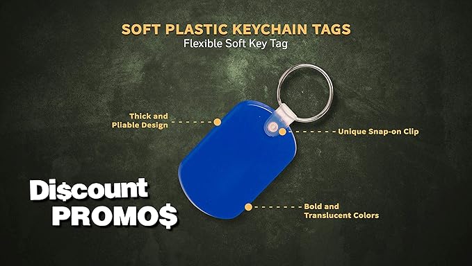 Tag Soft Plastic Keychains - 10 pack - Small Key Tag Chain For Staying Organized - Rubber Key Ring Keychain – Blue