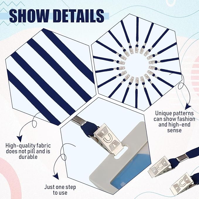 Patelai 100 Pack Double Clip Lanyards Bulk Face Mask Lanyard Twist Free 2 Hook Design Adjustable Badge Neck Strap for ID Name Badge Holder School Conference Office Class Essential (Navy Blue)
