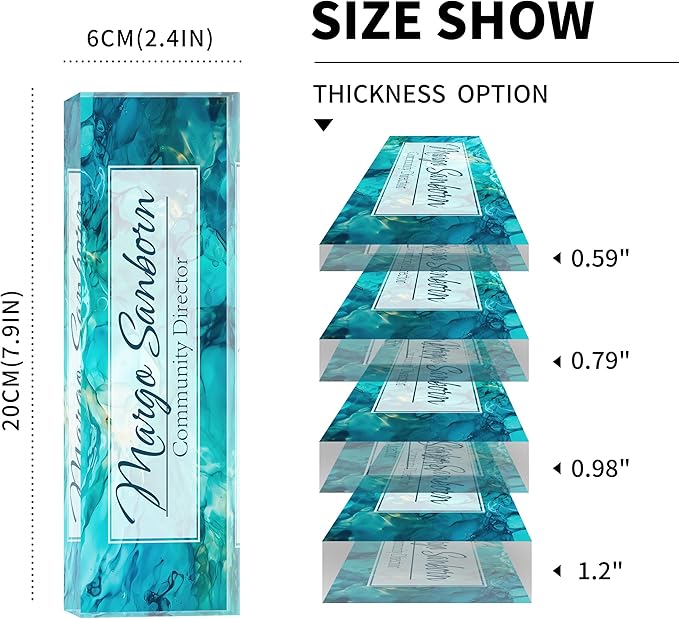 Personalized Name Plate for Desk, Custom Desk Name Plate, Acrylic Name Plate Office Desk Accessories, Personalized Office Gifts for Coworkers Teachers, Employee Appreciation Gifts (Ocean)