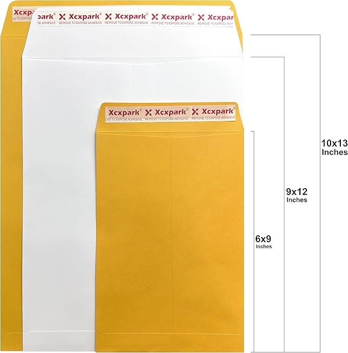 Xxcxpark 250 PCS 10x13 inches Security Catalog Envelopes Printable Self Seal Envelopes, Anti Tear brown Kraft Envelopes for Invitation Cards, Pictures, Photos, Documents