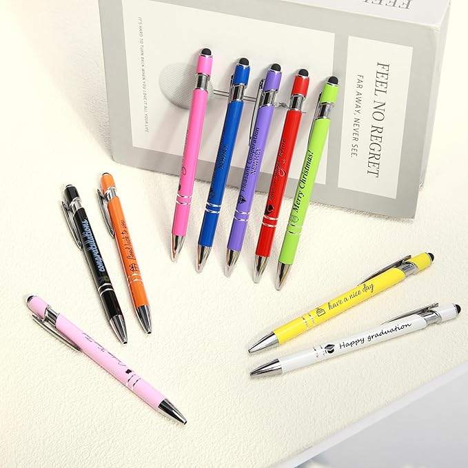 ENOMY Personalized Pens Bulk Free Engraved with Logo/Name/Message Black Ink Custom Pens Customized Stylus Ballpoint Pens Ideal Gifts for Business Anniversary (10)