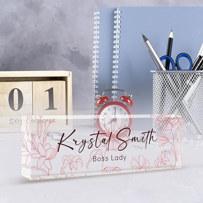 Custom Name Plate for Desk | Personalized Desk Name Plate | Personalized Boss Employee Appreciation Gifts | Acrylic Name Plate Office Desk Accessories