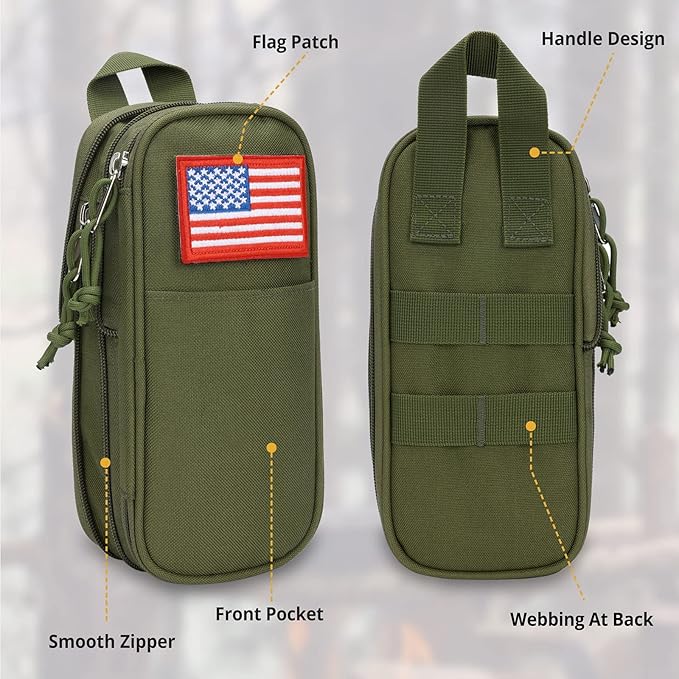 ATRIPACK Pencil Case Big Capacity High Large Storage Tactical Small Tool Pouch Bag Marker Pen Case Stationery Bag Travel Holder School College Office Organizer for Kids Men Women Adult Teens (Green)