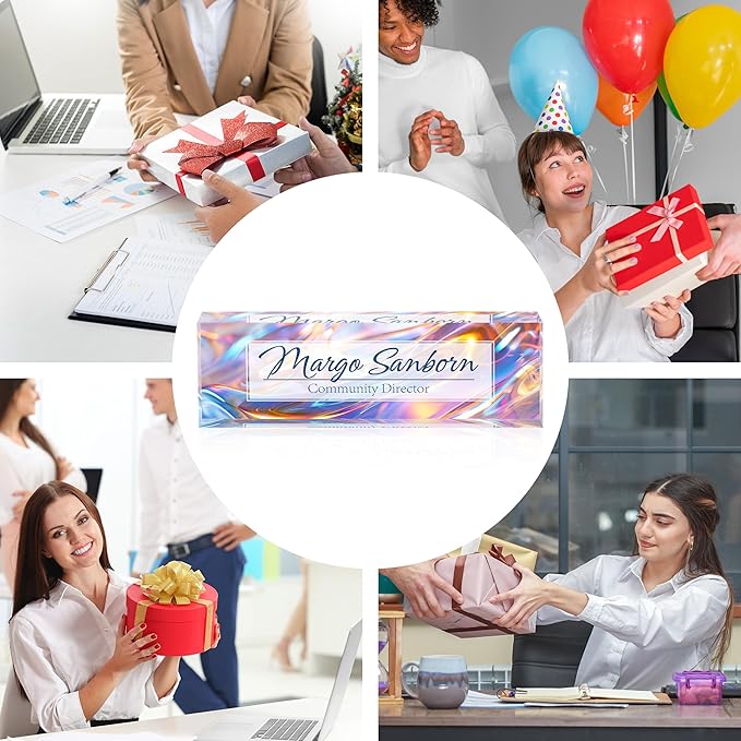 Personalized Name Plate for Desk Custom Acrylic Desk Name Plate Custom Employee Appreciation Gifts Office Gifts for Women, Men, Boss, Coworkers, Teacher, Nurse (Colored Glaze)