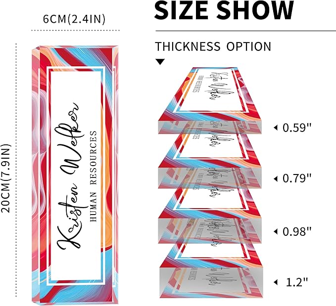 SalaGraphics Desk Name Plate Personalized, Custom for Desk, Office Decor Women Men, Acrylic Accessories, Gifts Coworkers Boss Teacher, Employee Appreciation (Colorful), colorful, 8”(L)x2.5(W)