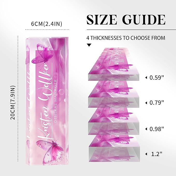 Custom Office Name Plate for Desk, Desk Name Plate Personalized, Personalized Gifts for Women, Appreciation Gifts for Employee Coworkers Boss Teacher, Office Accessories (Purple Butterfly)