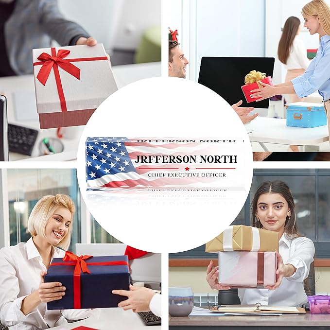 Name Plate for Desk - Personalized Acrylic Name Plate - US FLAG 1 - Small - Professional Style - Office