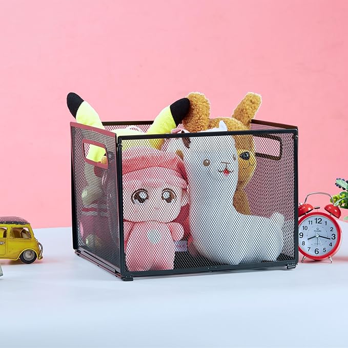 SETTFRFE 2 Pack Letter Size Hanging Folder Organizer,Metal Mesh Hanging File Folder Box,Office File Baskets,Black