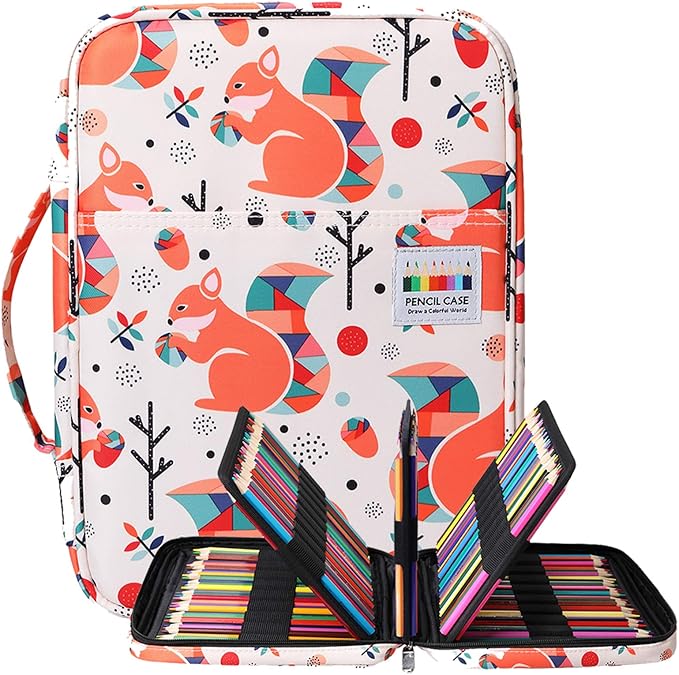 BOMKEE Coloring Pencil Case 220 Slots Pencils/Gel Pens Organizer Waterproof Travel Case Zipper Carrying Portable Pencil Markers Pen Holder Bag for Painter Writers
