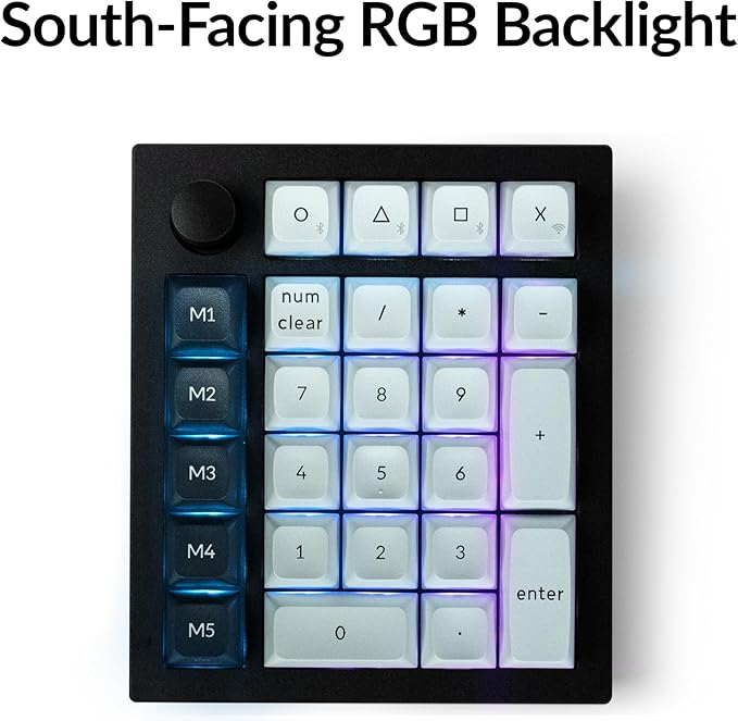 Keychron Q0 Max Wireless Custom Mechanical Numpad, 2.4 GHz/Bluetooth 5.1/Wired QMK Number Pad, RGB Hot-Swappable with Gateron Banana Switch for Laptop Mac Windows Linux - Black