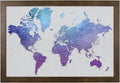Push Pin Travel Maps - Vibrant Violet Watercolor World - Rustic Brown Framed Pin Map for Tracking Your Travels - 27.5" x 39.5" - 8 Handcrafted Frame Options - Made in USA - Ideal for Any Traveler