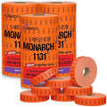 Perco Sale Fluorescent Red Pricing Labels for Monarch 1131 Price Gun – 3 Sleeves, 24 Rolls Value Pack - 60,000 Price Marking Labels – with Ink Rolls Included