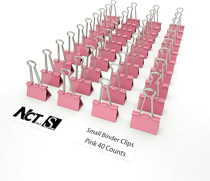 Nctinystore Binder Clips Small Metal Clamp 0.75 inch / 19 mm (Pink, 40-PCS)