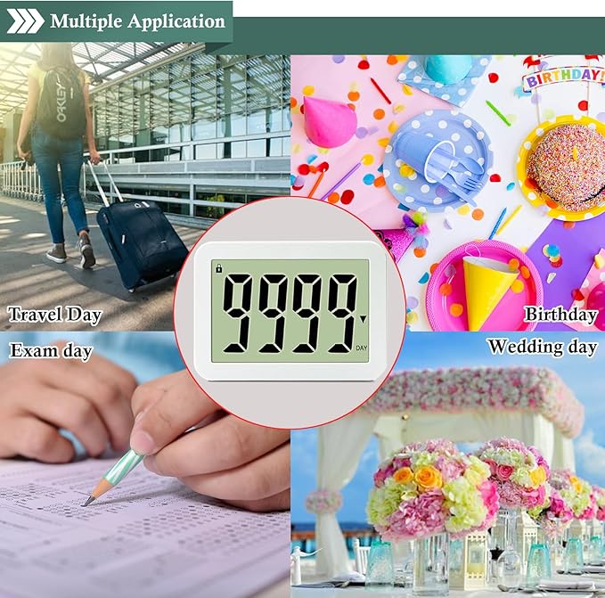 Digital Countdown Days Timer 9999-Days Electronic Timer for Vacation Retirement Wedding Lab, Large Display for Classroom Graduation,Study Fitness Count Down