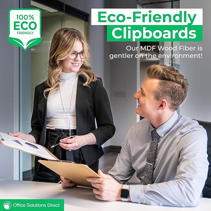Letter Size Clipboards with Low Profile Clip (Set of 10) - Wood Clipboards Bulk 10 Pack, Heavy Duty Clipboard, Back to School Teacher Classroom Supplies, School Supplies for College Students
