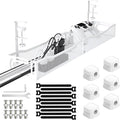 No Drill Under Desk Cable Management Tray, SONATURE 25.3" Cord Organizer for Table, Clamp Mount Desk Cable Management, Premium Carbon Steel Cable Organizer for Office, Home (White)