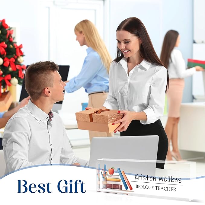 Custom Desk Name Plate Personalized, Acrylic Name Plates for Desk, Office Decor Personalized Gifts for Teacher Coworkers Boss Nurse (Books)