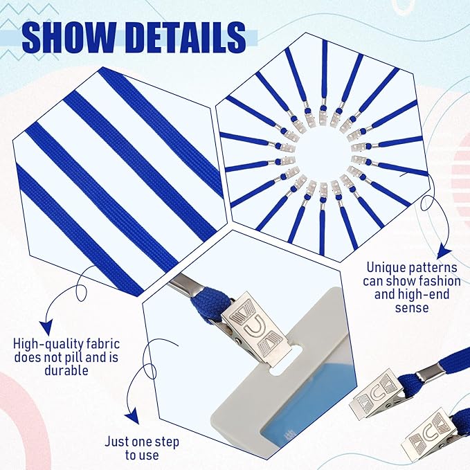 Patelai 400 Pack Double Clip Lanyards Bulk Face Mask Lanyard Twist Free 2 Hook Design Adjustable Badge Neck Strap for ID Name Badge Holder School Conference Office Class Essential (Blue)