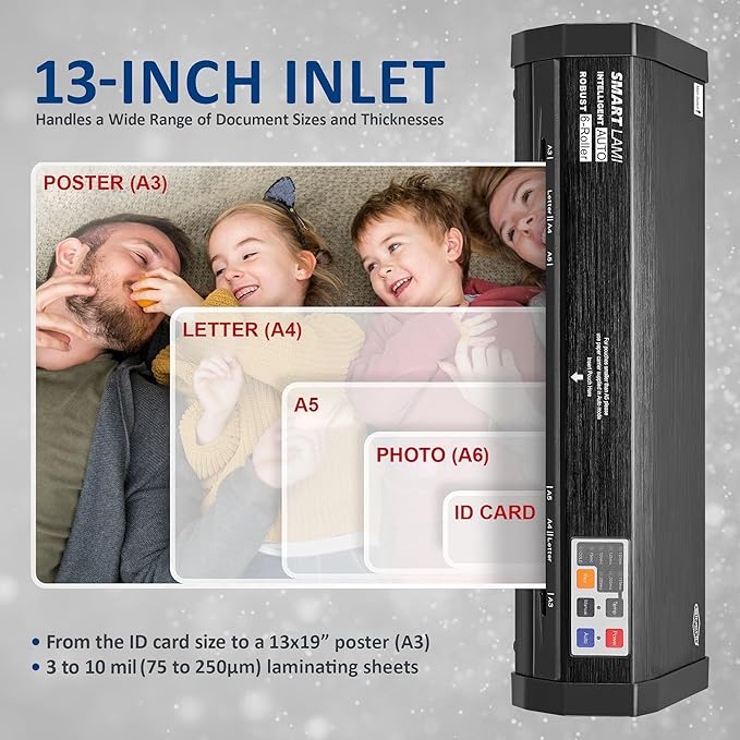 SINCHI 6-Roller, Auto Sense, 3-10 Mil Laminating Machine for Office and School, 50-Second Warm-up, 47 Inches/Minute, Never-Jam, Heavy Duty, 13-inch Thermal Laminator Machine 11x17