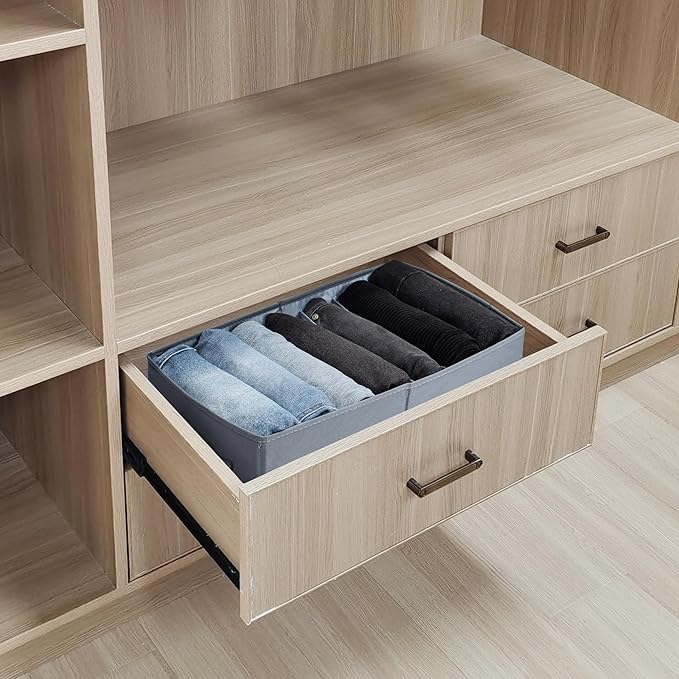 Set of 3 Large Wardrobe Closet Organizer - Drawer Organizer Clothes, Efficient Jeans Organizer for Closet, Versatile Closet Organizers and Storage (Dark Grey, 17.7" L x 9.8" W x 7.1" H)