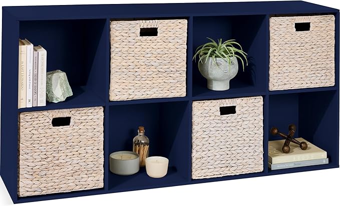 Best Choice Products Kids Bookcase 8-Cube Storage Organizer, 13.5in Shelf Opening, Bookshelf, Toy Storage, Customizable w/ 3 Removable Back Panels – Navy