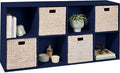 Best Choice Products Kids Bookcase 8-Cube Storage Organizer, 13.5in Shelf Opening, Bookshelf, Toy Storage, Customizable w/ 3 Removable Back Panels – Navy