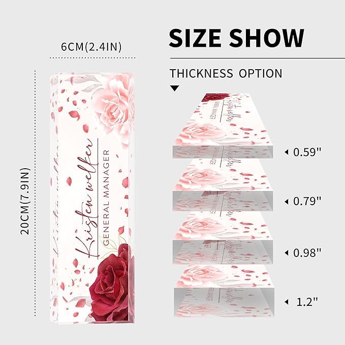 Custom Name Plate for Desk | Personalized Desk Name Plate | Personalized Boss Employee Appreciation Gifts | Acrylic Name Plate Office Desk Accessories (A-Rose)