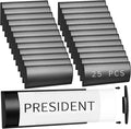Therwen 25 Pcs Aluminum Office Name Plate Holder for Door Wall Mount 8'' x 3'' Business Sign Holder Office Door Sign Sturdy Curved with Plastic Film and Adhesive Tape (Black)