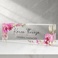 Personalized Desk Name Plate - Acrylic Accessory (Pink Butterfly Orchid)
