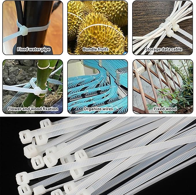 340 Pcs Self Adhesive Cable Zip Tie Mounts Set | 170 Pcs Cable Tie Mounting Base,3/4" | 170 Pcs Zip Ties,8" | White,Cable Clip,Wire Management Clips,Wall Ties Fixing Mount,Wire Holders for Cables