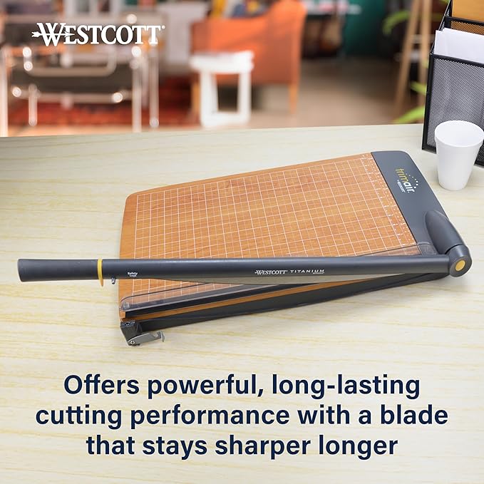 Westcott TrimAir Guillotine Paper Cutter, Paper Trimmer with Sharp and Durable Titanium-Bonded Blade, Maximum Safety Features, 18-Inch, Back to School, School Supplies, Classroom