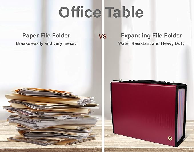 CNK Accordion File Folders with 24 Pockets Organizer for Document Paper Storage Folder Documents Expanding Binder Folio Pocket Receipt Filing Expandable Files Dividers Labels Letter Durable Handle