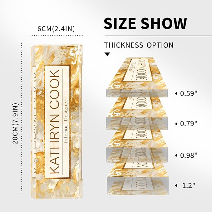 Personalized Name Plate for Desk - Office Gifts for Teacher, Boss, Employee Appreciation - Desk Decor (Golden Wave)