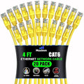 Maximm Cat 6 Ethernet Cable 4 ft (20-Pack) - High-Speed LAN Cable, Internet Cable, Patch Cable, and Network Cable - UTP, 10Gbps, 550MHz Ethernet Cord - Yellow