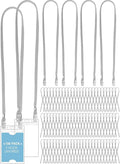 Patelai 100 Pack Double Clip Lanyards Bulk Face Mask Lanyard Twist Free 2 Hook Design Adjustable Badge Neck Strap for ID Name Badge Holder School Conference Office Class Essential (Grey)