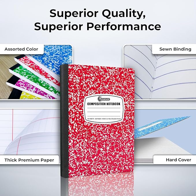 Rosmonde 5000 Pack (Pallet) Composition Notebook Bulk, College Ruled, Large Pallet of Composition Notebooks, 100 Sheets (200 Pages), 9-3/4 x 7-1/2, Bulk Order for Schools, 4-7 Days Transit