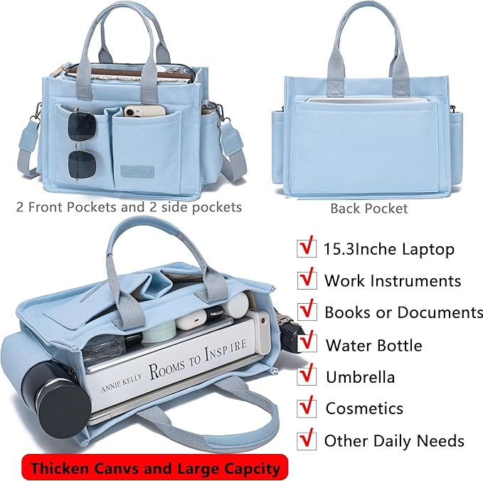 Canvas Tote Bag for Women,Women's Bags Crossbody Bags Work Laptop Tote Bag Large Handbags Purse for Travel Nurse Teacher