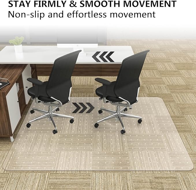 Amyracel Large Office Chair Mat for Low Pile Carpet - 35" x 55" Clear Computer Desk Mat for Home & Offices, Easy Glide Plastic Floor Mat for Office Chair On Carpet