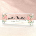 SalaGraphics Desk Name Plate Personalized, Custom for Desk, Office Decor Women Men, Acrylic Accessories, Gifts Coworkers Boss Teacher, Employee Appreciation (Flowers C),8''(L)x2.5(W)