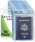 Fushing Pack of 50 Clear Plastic Vertical Badge Holders, Name Tag Holders, Card Holders (XL)